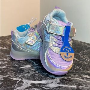 Purple iridescent toddler shoes